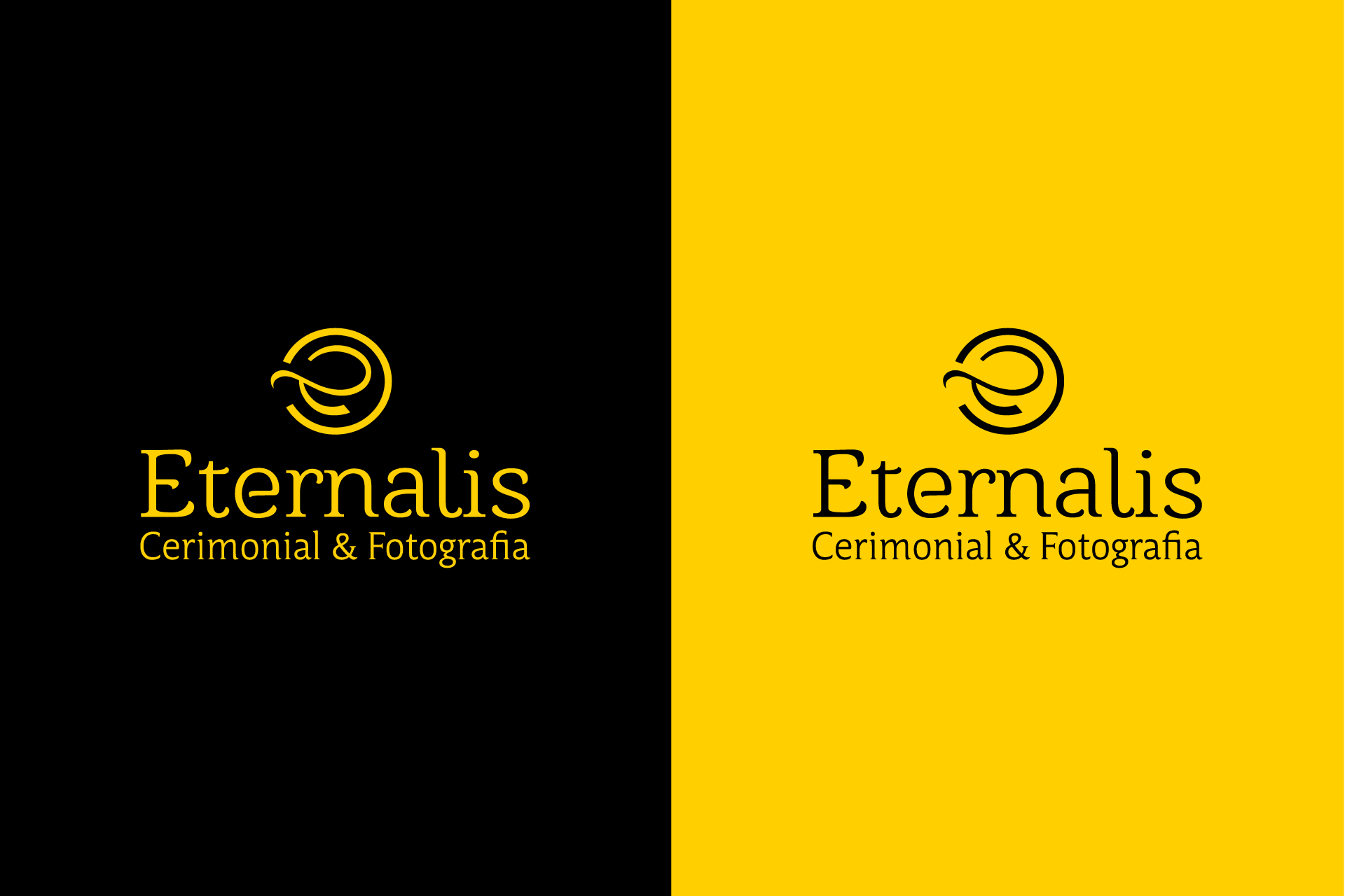 Marca eternalis com fundo preto e com fundo amarelo