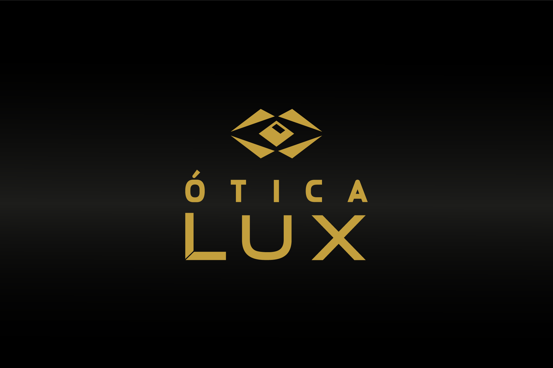 logo ótica lux na cor amarela em fundo preto